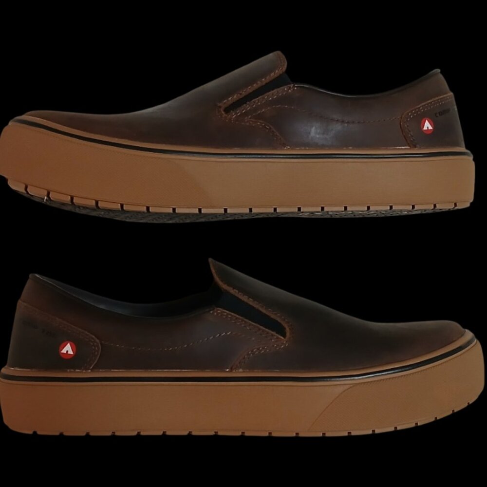 Airwalk Men's Venice Leather Composite Toe Work Shoes in the "Brown/Gum"